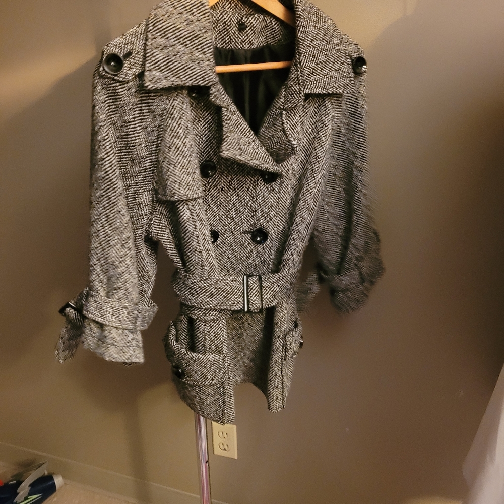 Kismet Herringbone Tweed Pea Coat - Picture 7 of 14